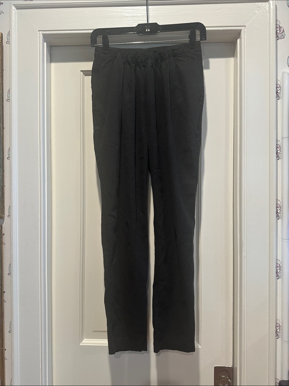 Women's Black Skinny Pants with Elastic Waist